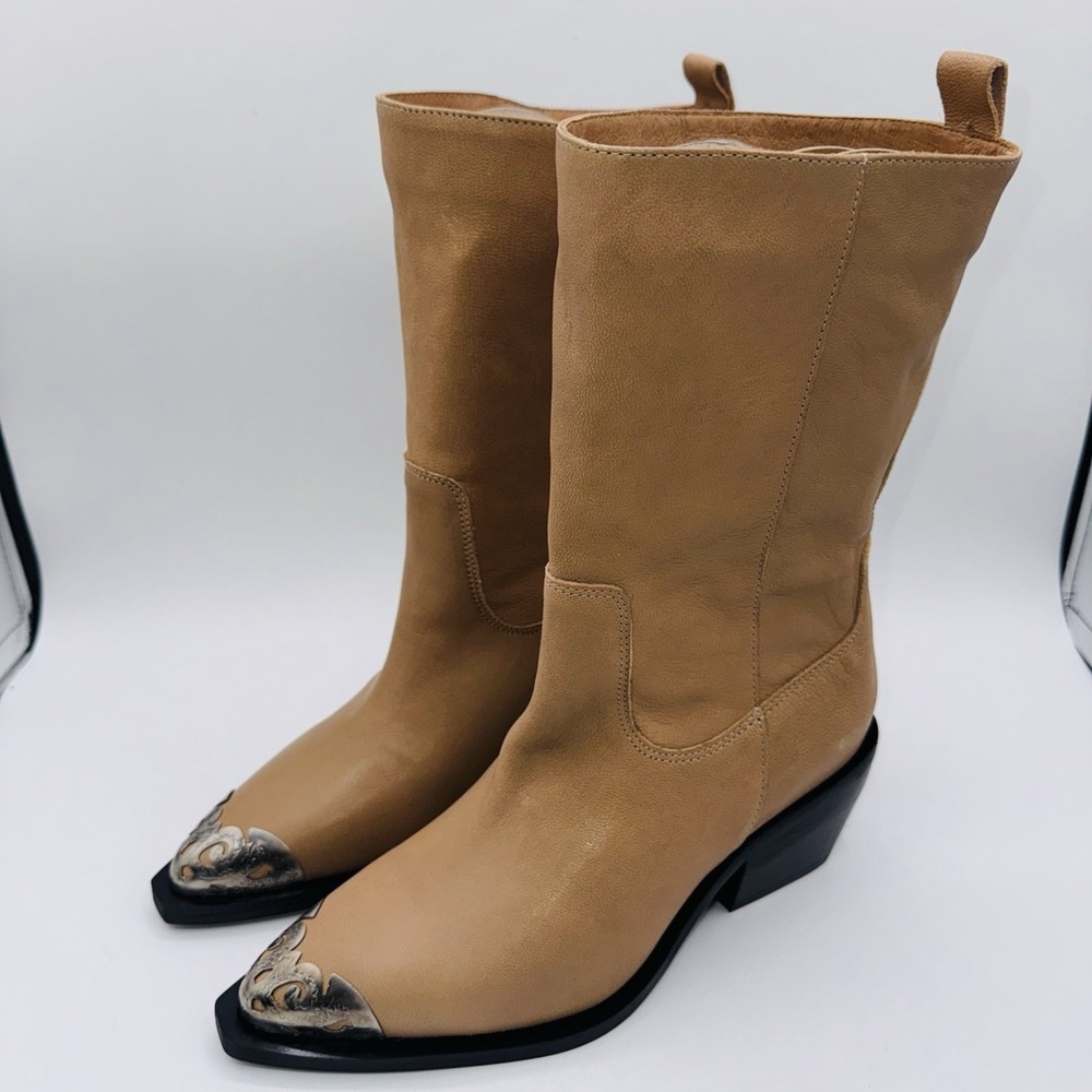 Free People Faster Horses Filigree Boot Women's Size 7.5 Camel Leather Cap Toe - Picture 8 of 16